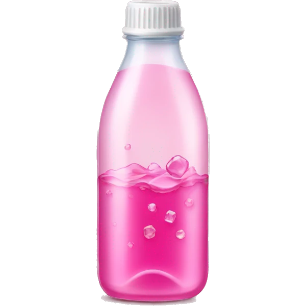 plastic bottle with crystaline pink liquid emoji
