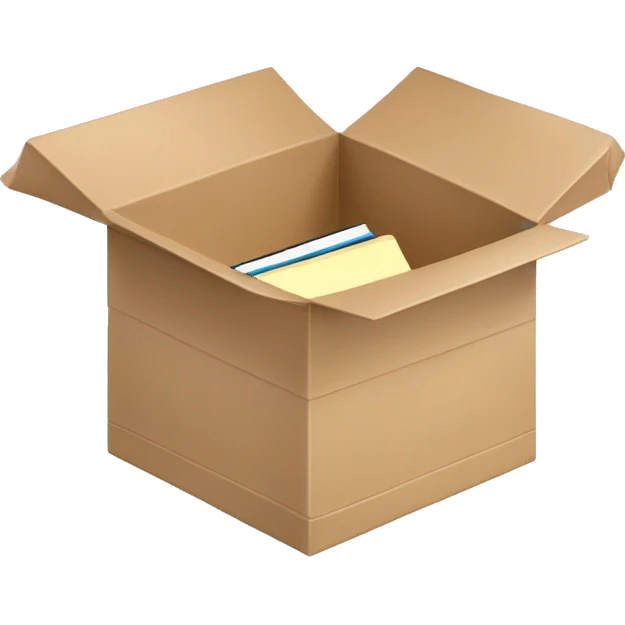 open box with beige books inside  emoji