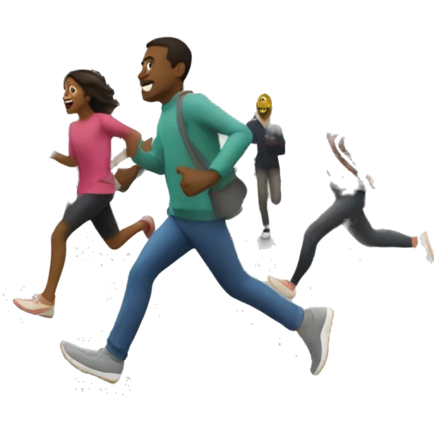 People running from a paris subway emoji