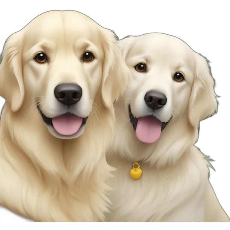 one white golden retriever and one golden retriever emoji