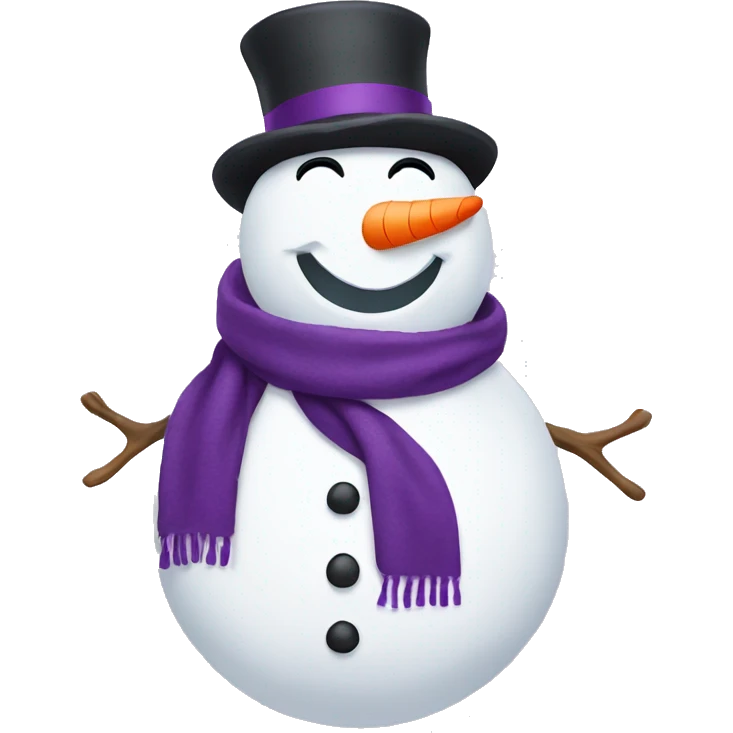 Snowman with purple scarf and hat emoji