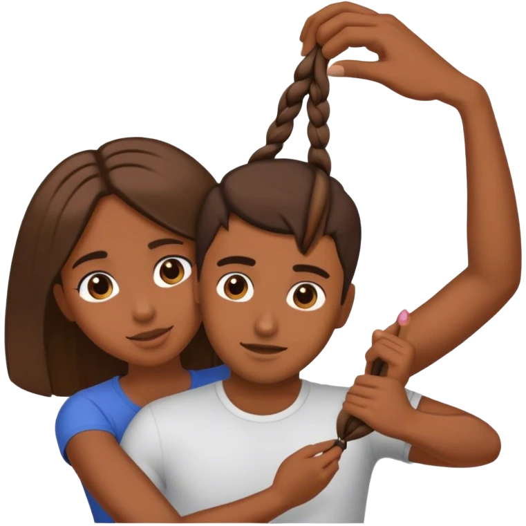 Brown hair guy pulling brown hair girl’s hair from behind emoji