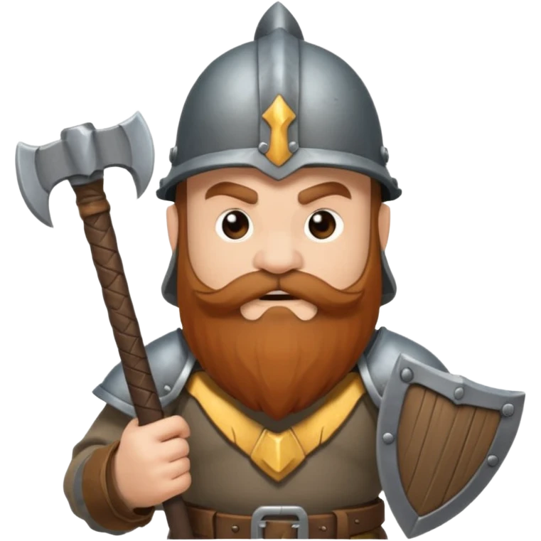 gimli the dwarf, brown beard, gray metal helmet, battle axe, no shield emoji