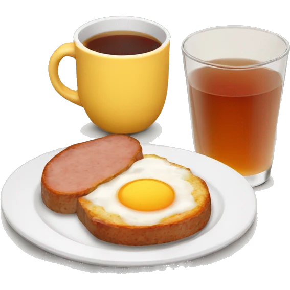 breakfast with sausage and cup of tea emoji