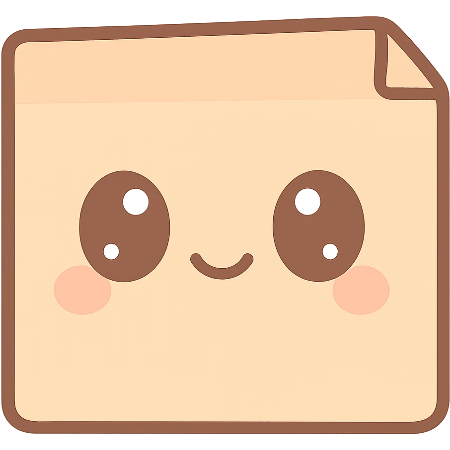 kawaii sticky note with a smiling expression, soft colors, minimal details emoji