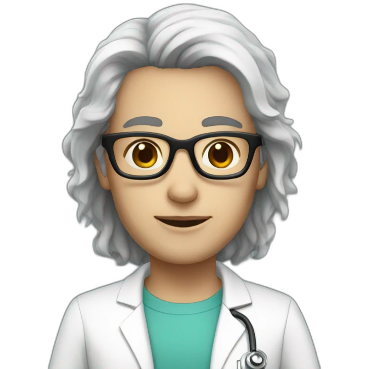 AI white doctor dark hair and glasses emoji