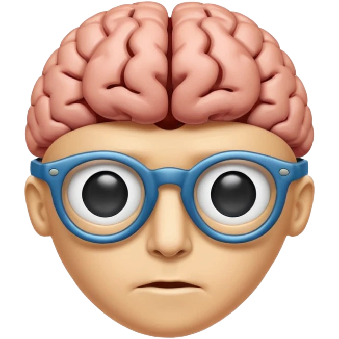 CEREBRO ANIMADO SEÑALANDO, USA LENTES emoji
