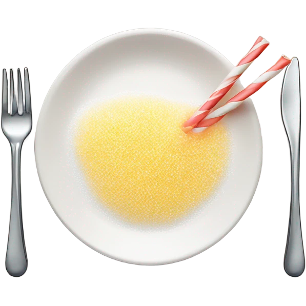 drinking straw with sugar on a plate emoji