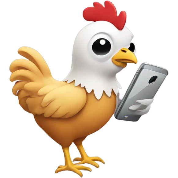 A chicken without a head looking at his phone emoji
