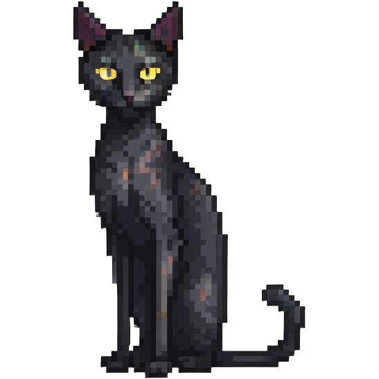 skinny black cat with yellow eyes emoji