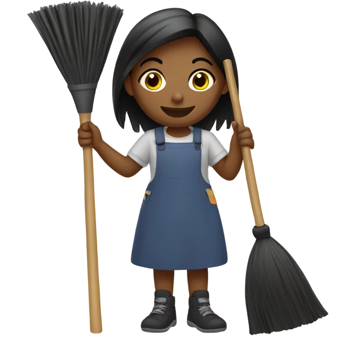 Girl with a broom emoji