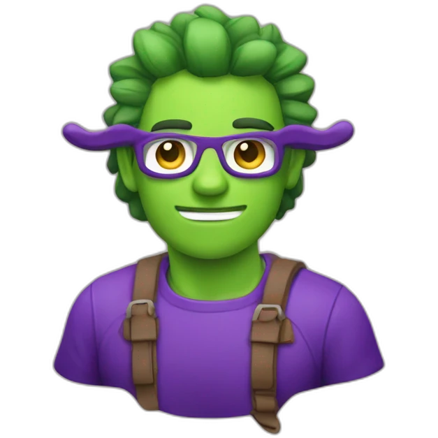 Marciano con cuernos de color verde y morado emoji