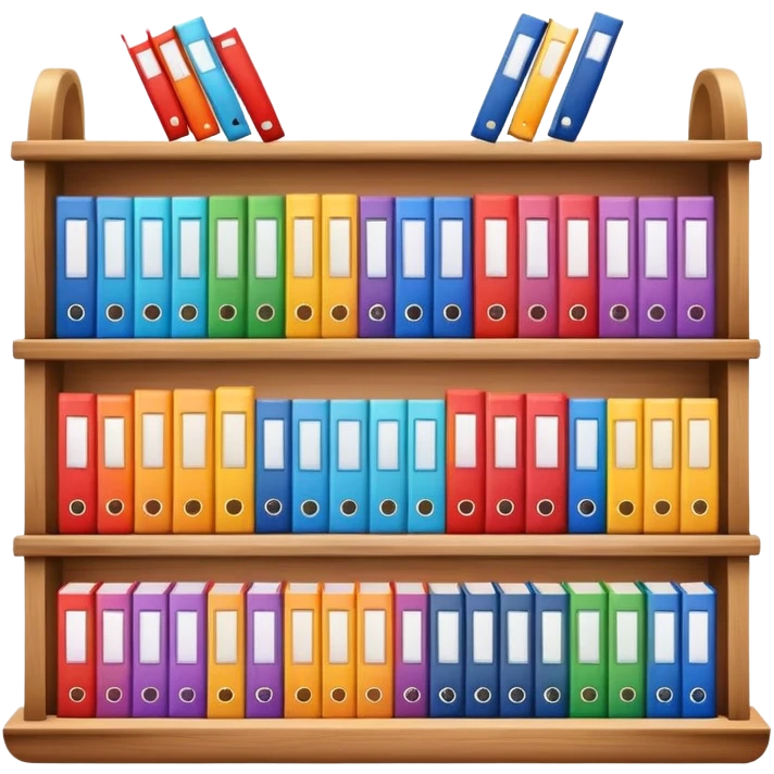 colorful books neatly arranged in a row on a shelf emoji