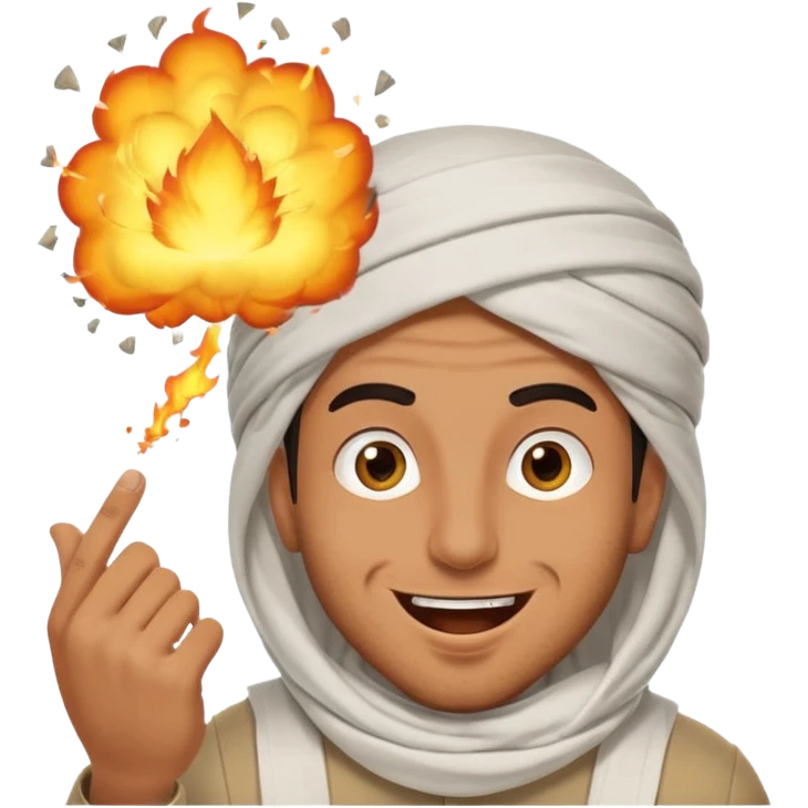 an arabic guy blowing something up with a silly face emoji