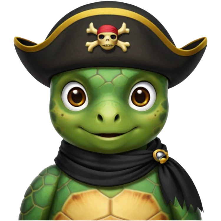 sea turtle wearing a black pirate scarf, portrait emoji