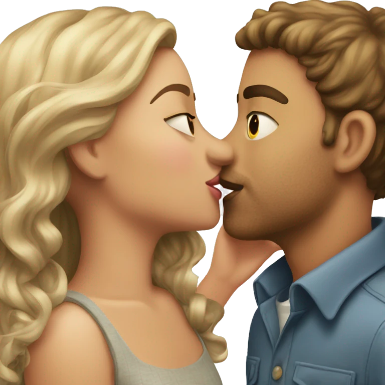 A girl kissing guys cheek emoji