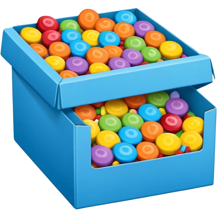 blue rectangular cardboard box with candies emoji