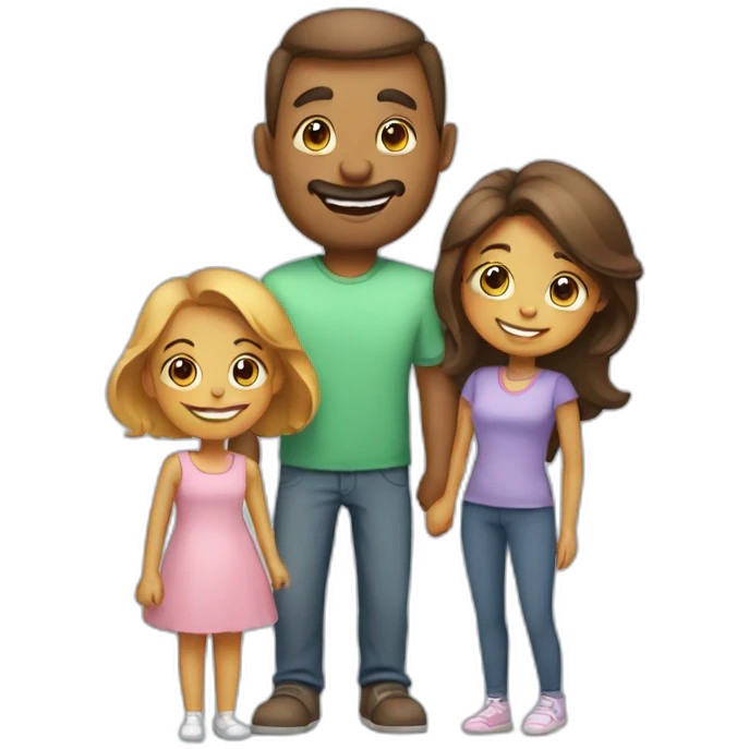 cat mom, dad and doughter emoji