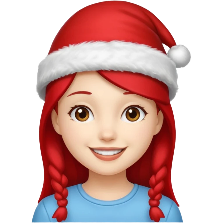 girl with red xmas hat emoji