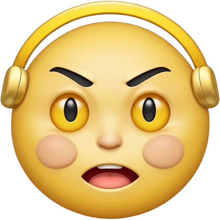 Yellow smiley face angry with a hallow angel emoji