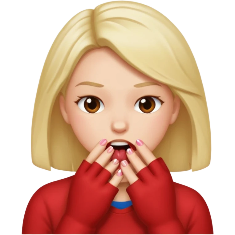 blushing and biting nails emoji