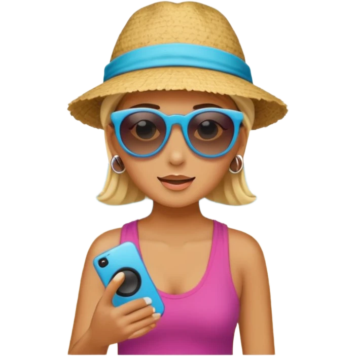 Someone listening to a speaker at the beach. Add some musical notes coming out of the speaker. emoji