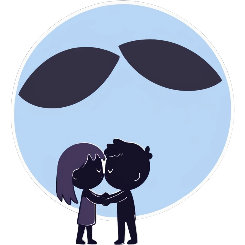 full moon kissing dark moon emoji