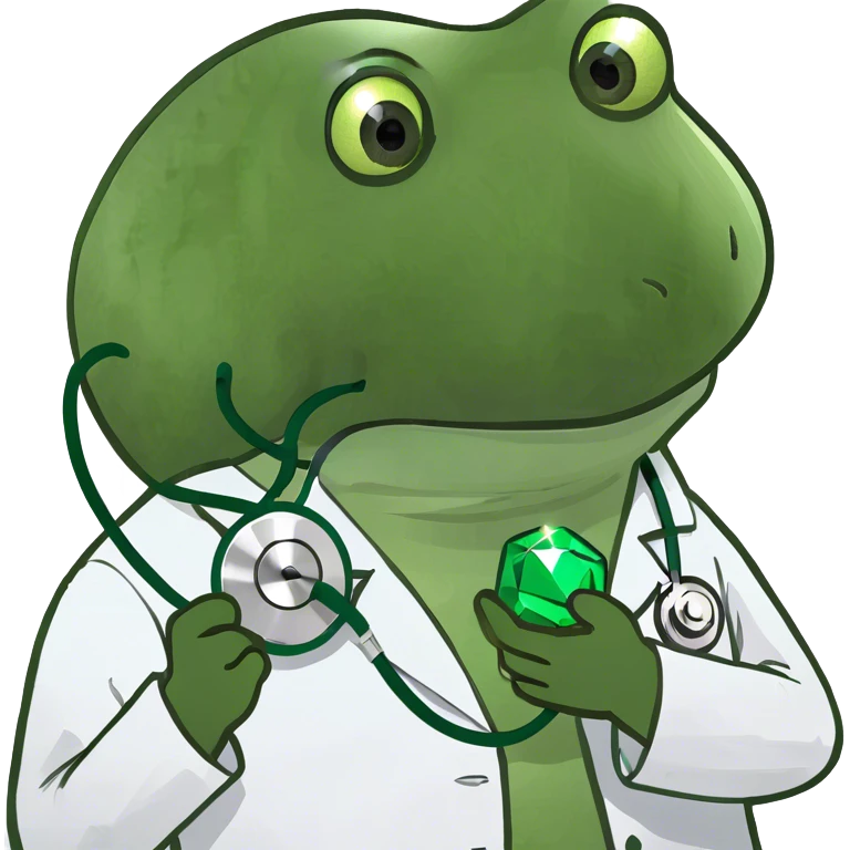 doctor bufo holding a green gem emoji