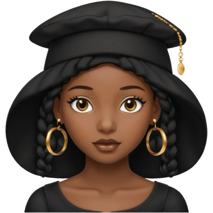 Black girl with black bonnet and black top on emoji