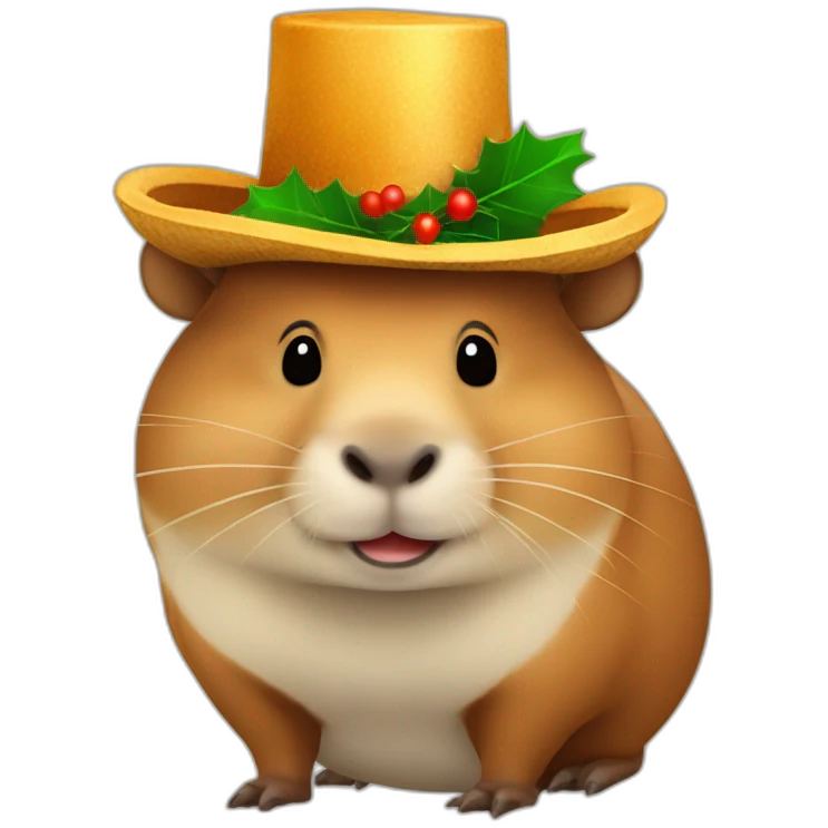 Capivara con sobrero de navidad emoji