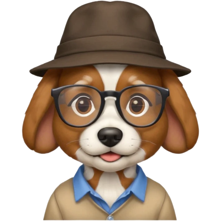 glasses and hat dog with shirt emoji