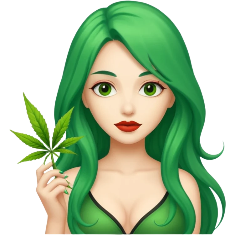 Woman with long green hair protector of weed sexy emoji