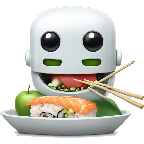 Apple Robot eating sushi emoji