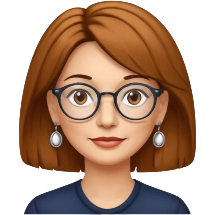 Women 50 years, brown eye and hair with glasses and rond earing emoji