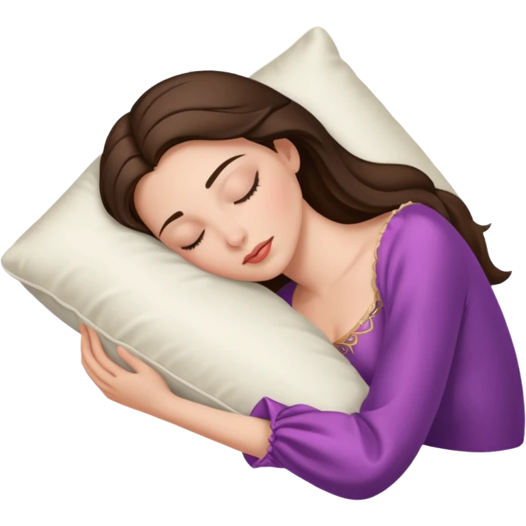 sleeping beauty brunette white girl with a silk pillow emoji