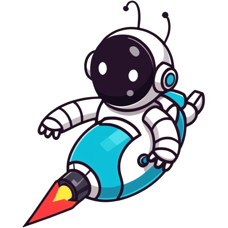 Cute robot transforming into faster upgraded version with upward motion emoji