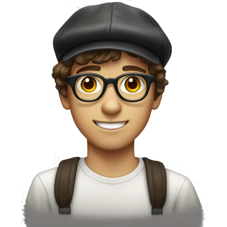 young 15 year old jewish boy  with brown hair and glases and scull cap emoji