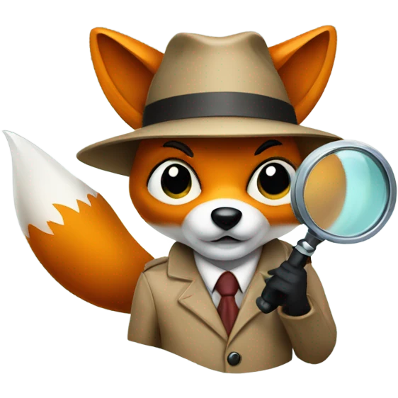 fox detective with a magnifying glass emoji