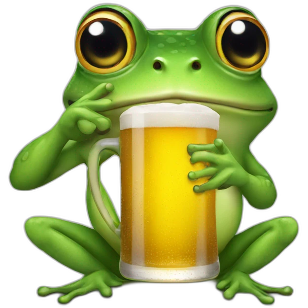 Australian frog drinking beer emoji