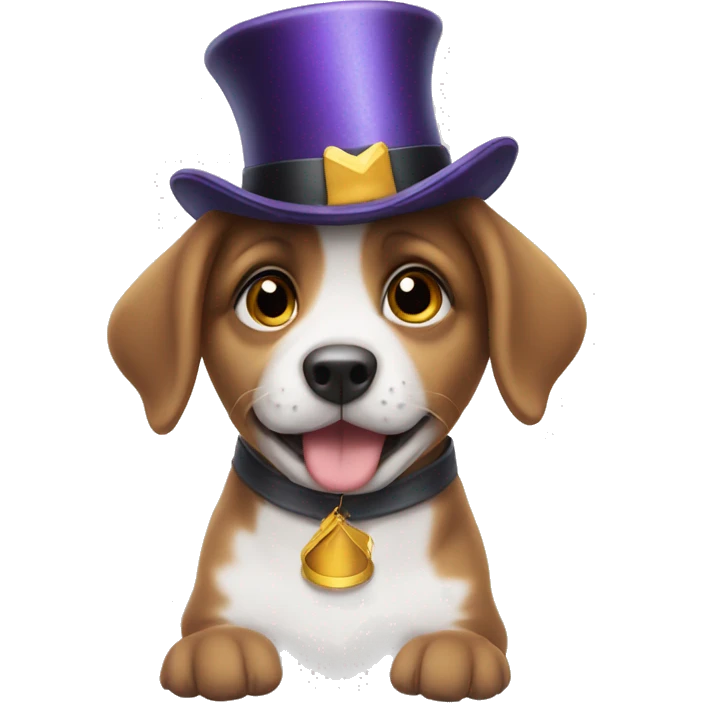 A TOK emoji of a puppy with a magician's hat on emoji