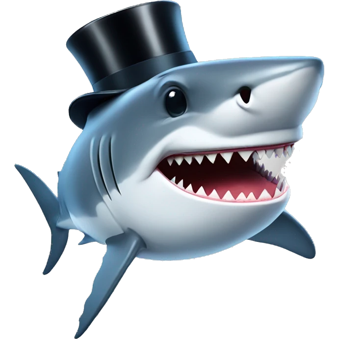 Shark with a top hat emoji