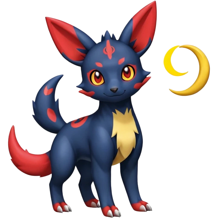 Cute Shiny Guilmon-Quilava-Umbreon-Fakémon-hybrid-creature (full body)  emoji