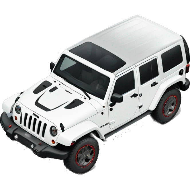 White Jeep Wrangler Rubicon with red accents  emoji