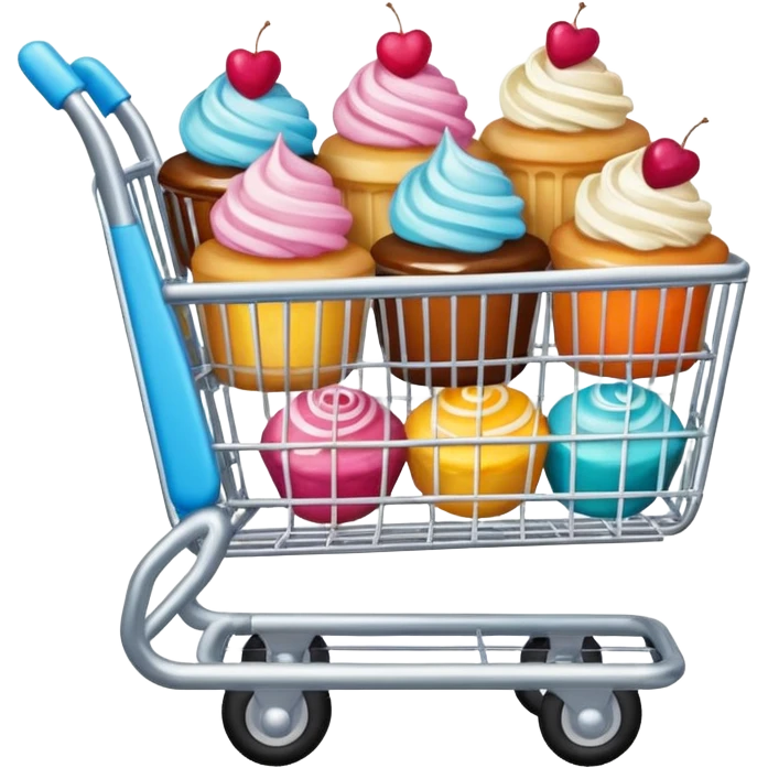 shopping cart with desserts emoji
