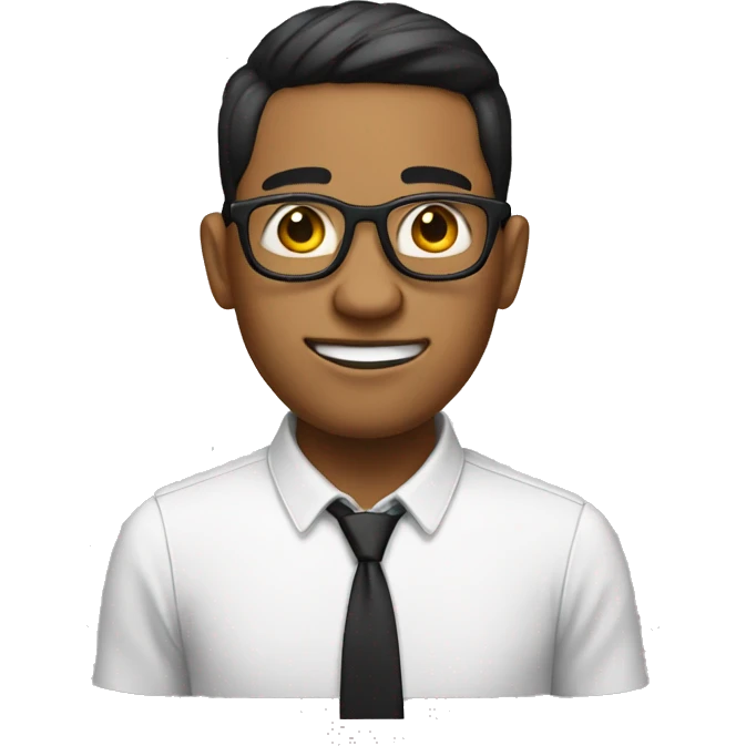 nerd emoji without teeth, classic fade black hair and white skin emoji