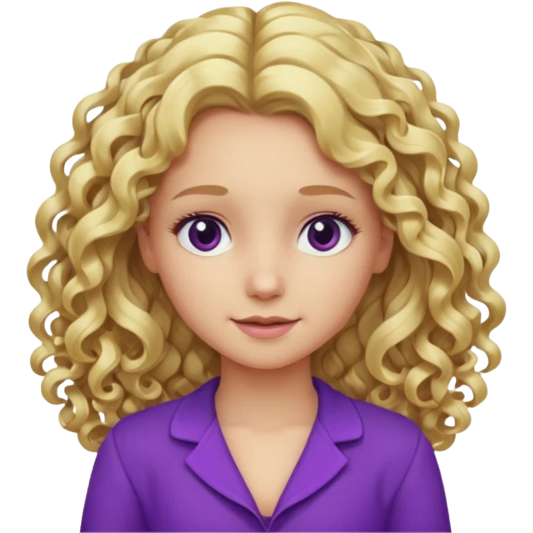 A blonde long cute curly hair make a really everything purple emoji
