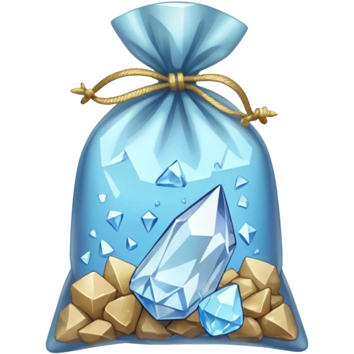 A transparent baggie tied at the top, containing only crushed shards of clear quartz  emoji