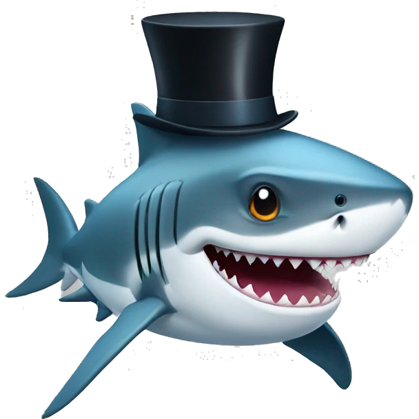 Shark with a top hat emoji