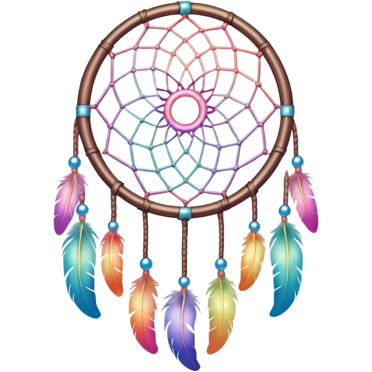 Iridescent pastel rainbow colorful transparent bright light luminescent dream-catcher  emoji