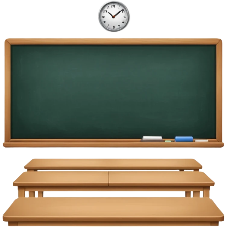 a classroom with a large blackboard emoji